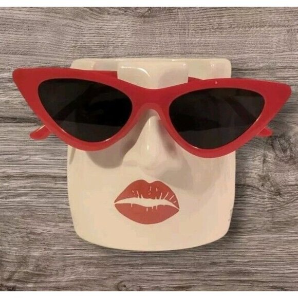 Lenny Mud Other - Lenny Mud Eyeglass Holder You're Spectacular Ceramic Red Lips Pencil Cup Planter